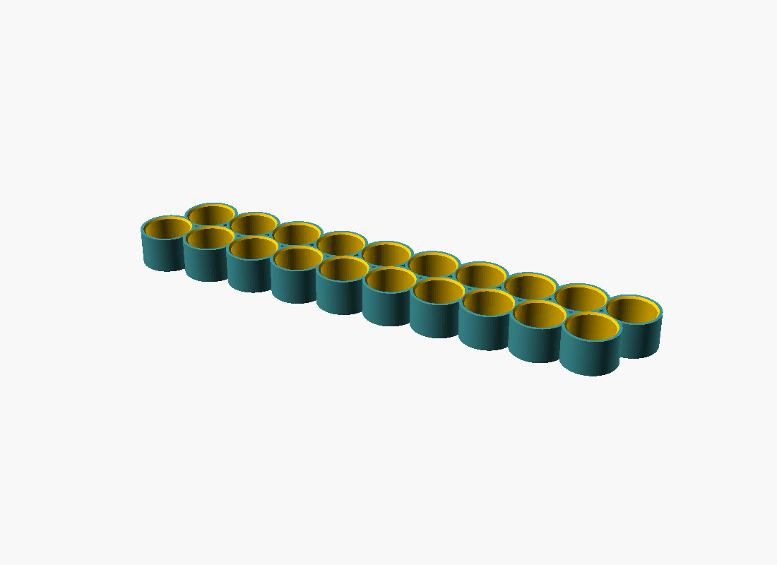 Support de cellules 18650 format ebike compact 2 par 10, rendu 3D