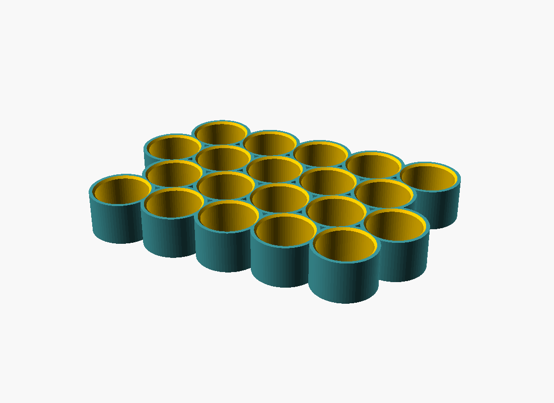 Support de cellules hexagonal 18650, 20 logements, rendu 3D